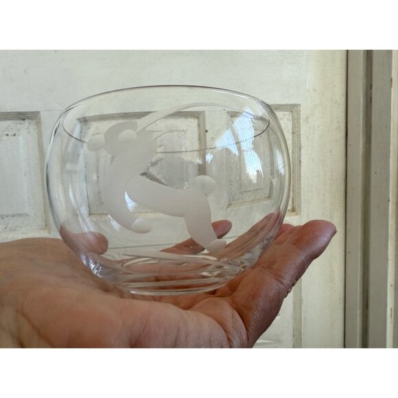 Vintage MCM Orrefors Clear Glass Condiment/Jam Bow/.spoon Etched Impala/Gazelle - Picture 10 of 10